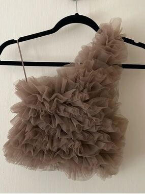 Zara Short Ruffle Top with Side Zipper Size XS